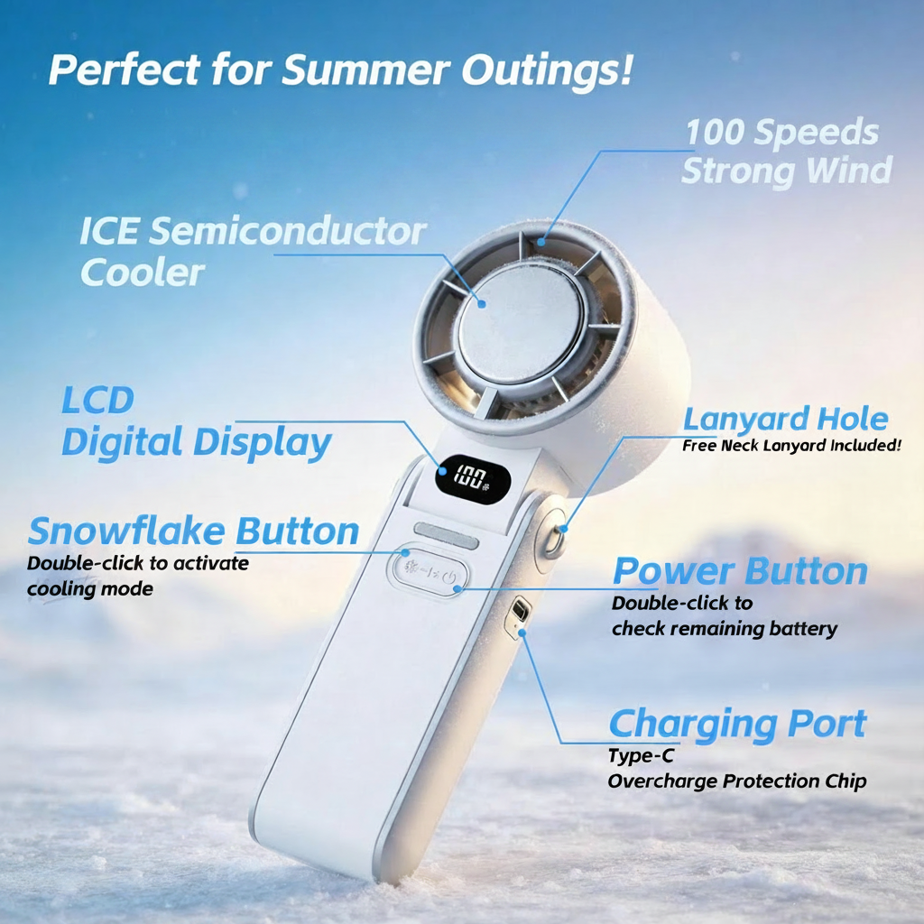 [Aircond] Outdoor 3600mAh Portable Ice Cooler Fan